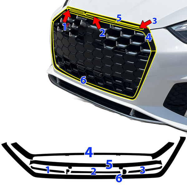Fits Audi S5 Convertible 2020-2024 Vinyl Chrome Delete Grille Blackout Decal Stickers Overlay Film - Bogar Tech Designs