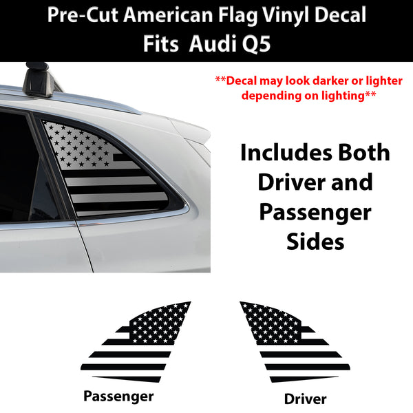 Fits Audi Q5 2009-2017 Quarter Window American Flag Vinyl Decal Stickers - Bogar Tech Designs