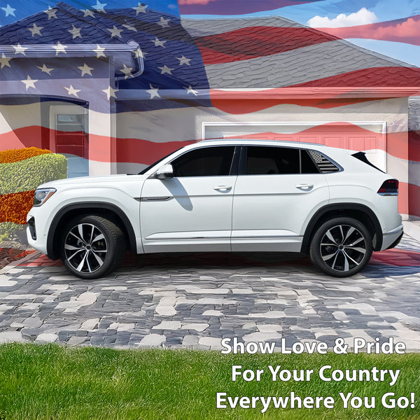 Fits Volkswagen Atlas Cross Sport SEL 2020-2025 Quarter Window American Flag Vinyl Decal Stickers - Bogar Tech Designs
