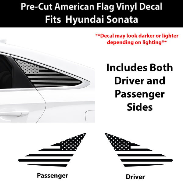 Fits Hyundai Sonata 2015-2017 Quarter Window American Flag Vinyl Decal Stickers - Bogar Tech Designs