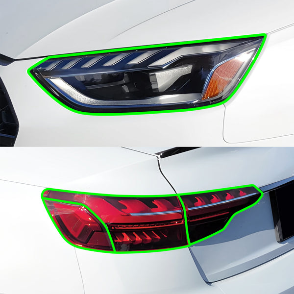 Fits Audi A4 2020-2025 Full Headlight Taillight Precut Smoked PPF Tint Kit Film Overlay  - Bogar Tech Designs