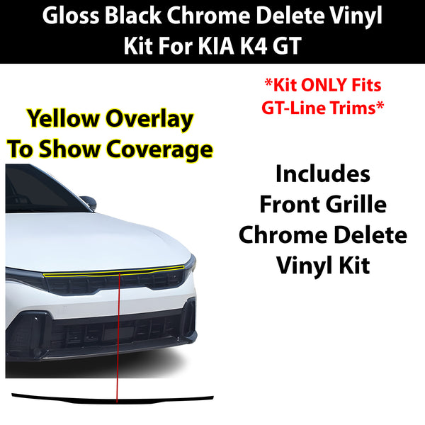 Fits Kia K4 GT-Line 2024-2026 Vinyl Chrome Delete Grille Blackout Decal Stickers Overlay Film - Bogar Tech Designs