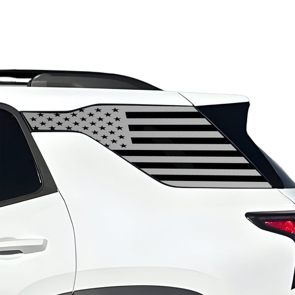 American Flag Quarter Window Decal for Chevy Equinox 2025-2026 – Precut Matte Black Vinyl