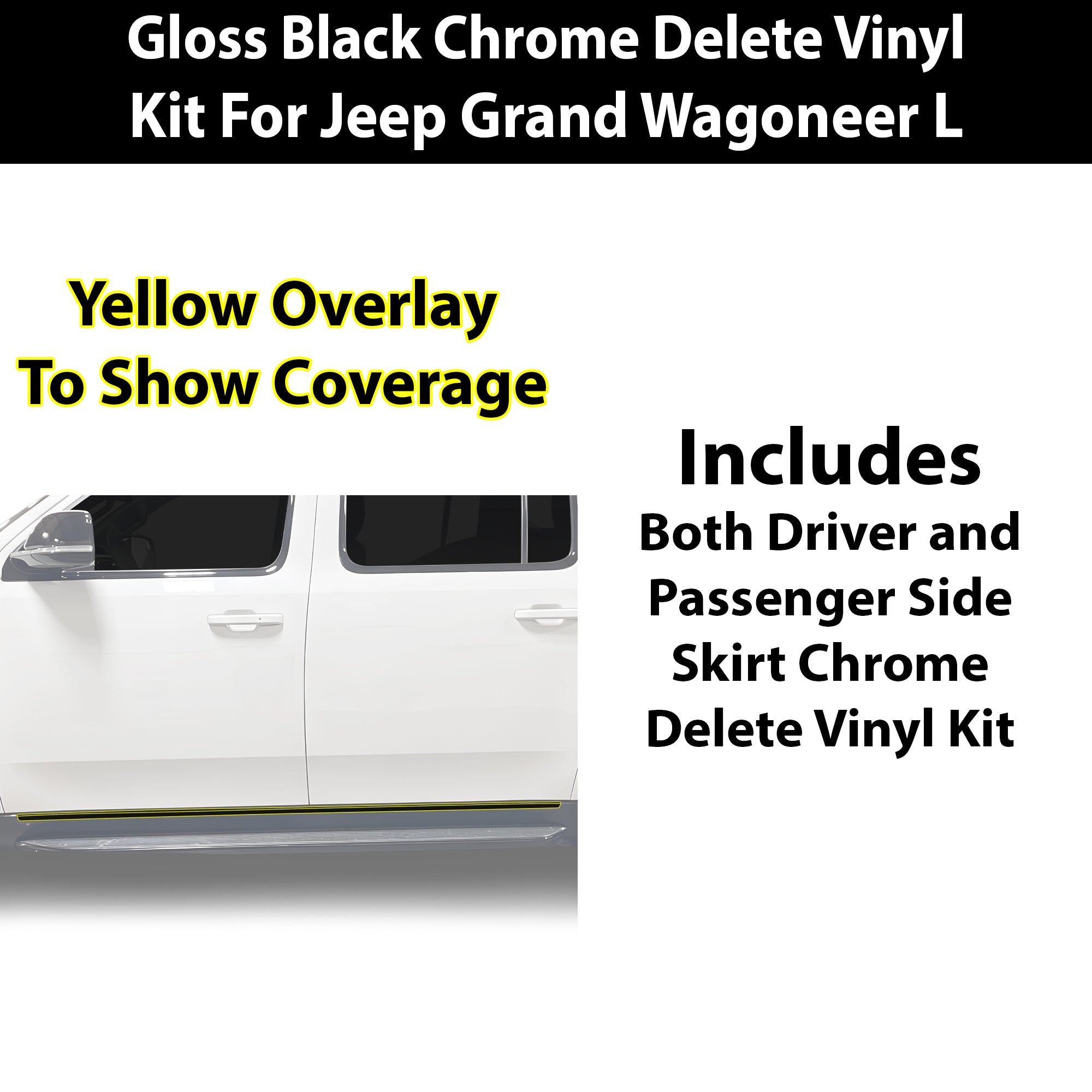 Fits Jeep Grand Wagoneer L 2026-2027 Vinyl Chrome Delete Grille Blackout Decal Stickers Overlay Film - Bogar Tech Designs