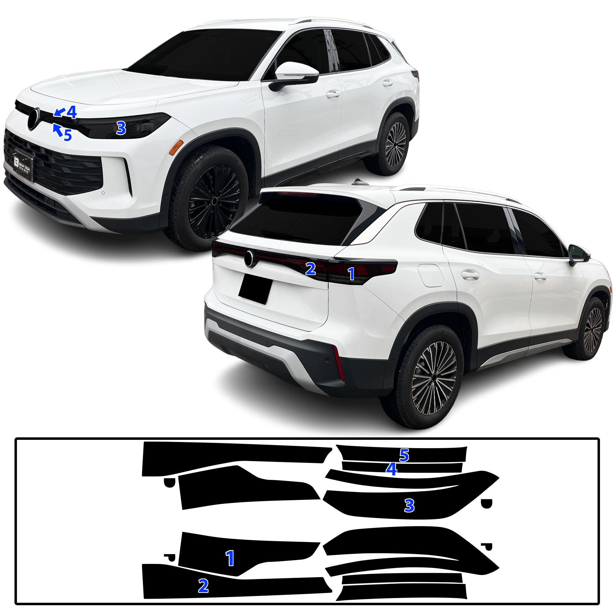 Volkswagen Tiguan 2025–2027 Dark Smoke Headlight & Taillight Tint Kit – Precut Vinyl Lens Overlays