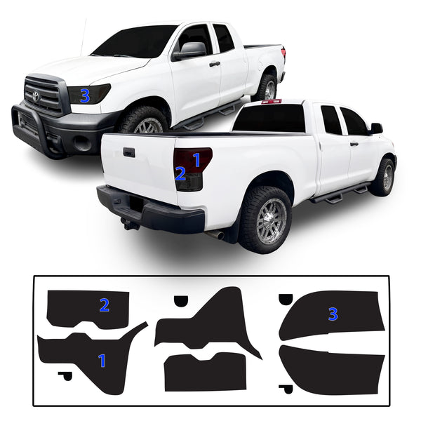 Fits Toyota Tundra 2007-2013 Full Headlight Taillight Precut Smoked PPF Tint Kit Film Overlay  - Bogar Tech Designs