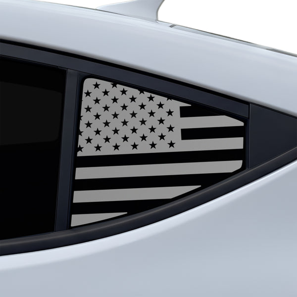 Fits Hyundai Elantra 2017-2018 Quarter Window American Flag Vinyl Decal Stickers - Matte Black