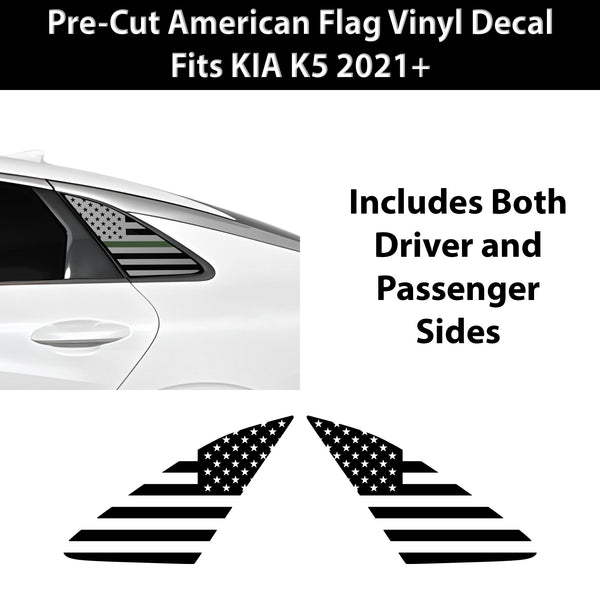 Fits Kia K5 2021-2026 Quarter Window American Flag Vinyl Decal Stickers - Bogar Tech Designs