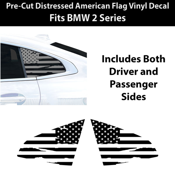 Fits BMW 2 Series 2020-2024 Quarter Window American Flag Vinyl Decal Stickers - Bogar Tech Designs