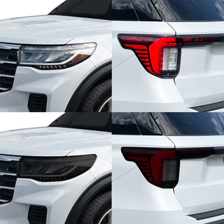 Fits Ford Explorer 2025-2026 Full Headlight Taillight Precut Smoked PPF Tint Kit Film Overlay  - Bogar Tech Designs