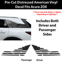 Fits Acura ZDX 2024-2026 Quarter Window American Flag Vinyl Decal Stickers - Bogar Tech Designs