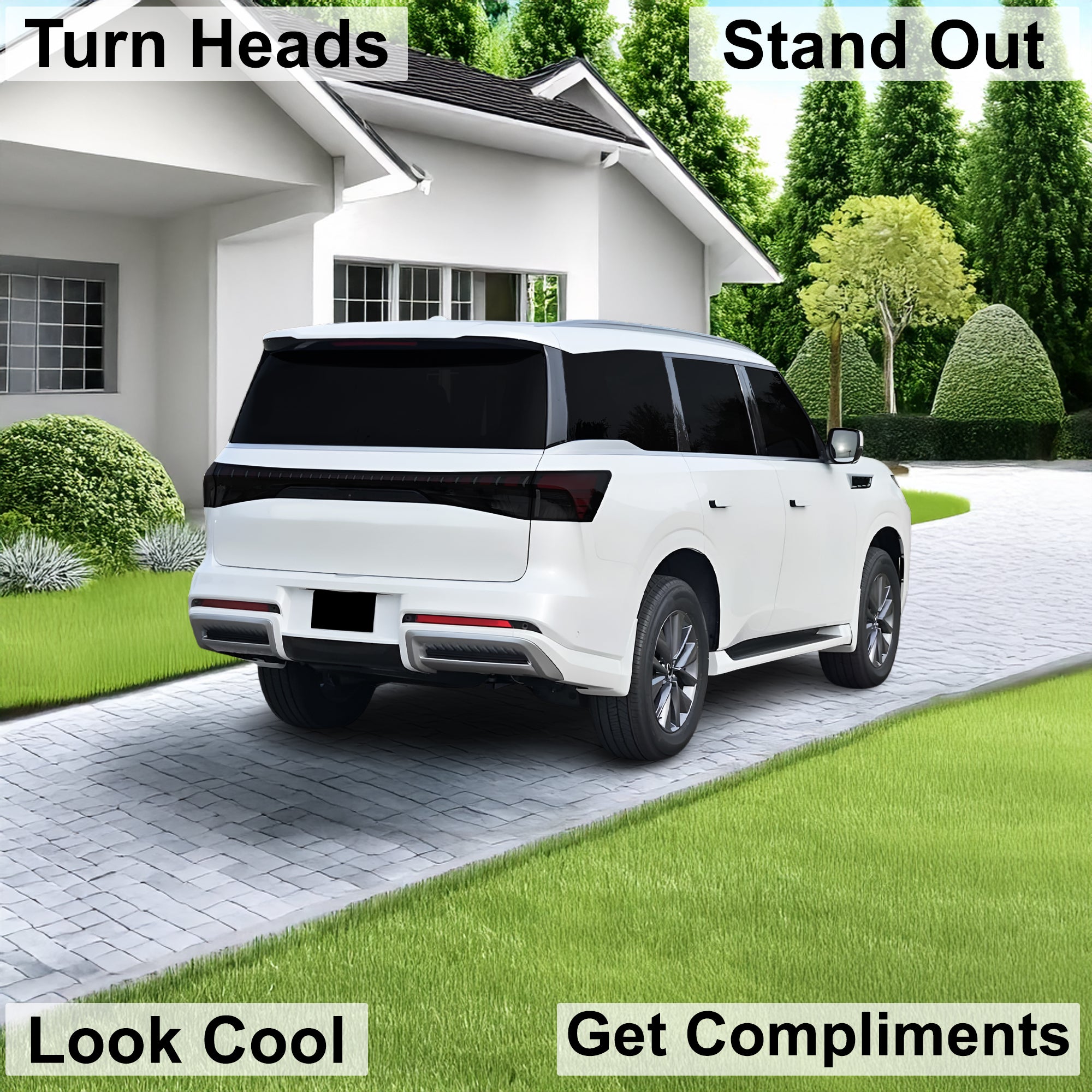 Fits Infiniti QX80 2025-2027 Full Headlight Taillight Precut Smoked PPF Tint Kit Film Overlay  - Bogar Tech Designs
