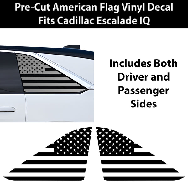 Fits Cadillac Escalade IQ 2025-2026 Quarter Window American Flag Vinyl Decal Stickers - Bogar Tech Designs