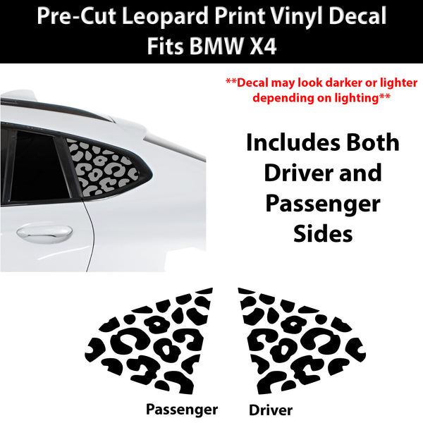 Fits BMW X4 2019-2026 Animal Leopard Cheetah Cow Window Vinyl Decal Stickers - Bogar Tech Designs