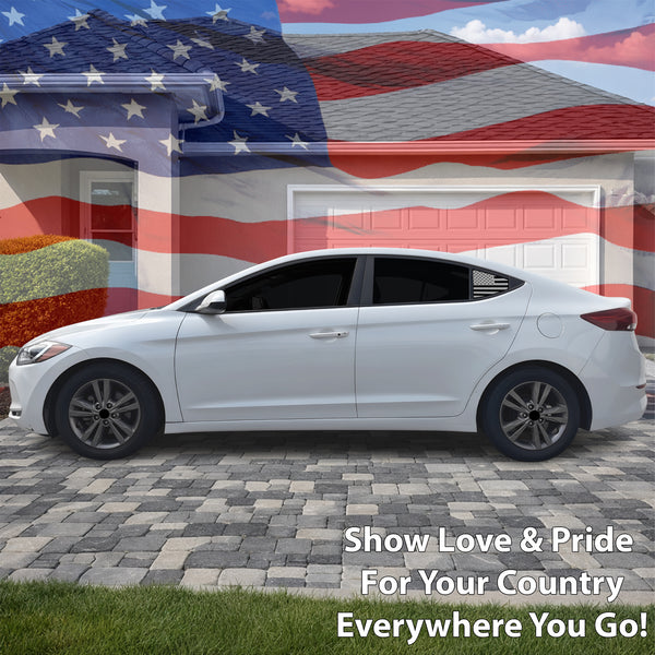 Fits Hyundai Elantra 2017-2018 Quarter Window American Flag Vinyl Decal Stickers - Bogar Tech Designs
