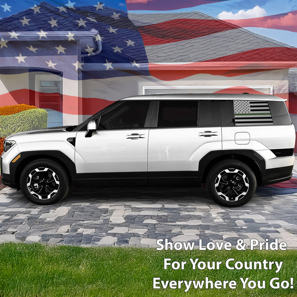 Fits Hyundai Santa Fe 2024-2026 Quarter Window American Flag Vinyl Decal Stickers - Bogar Tech Designs