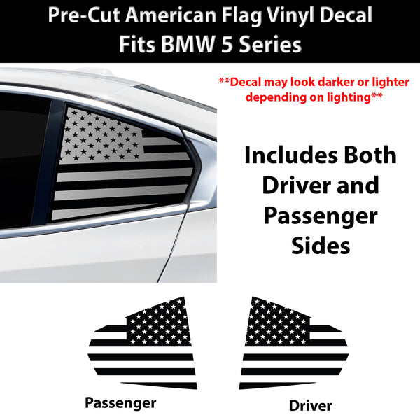 Fits BMW 5 Series 2024-2027 Quarter Window American Flag Vinyl Decal Stickers - Bogar Tech Designs
