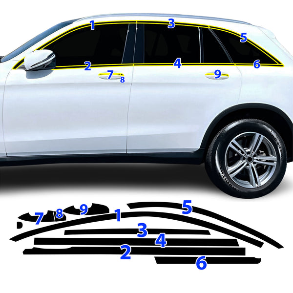 Fits Mercedes-Benz GLC-Class 2016-2022 Vinyl Chrome Delete Grille Blackout Decal Stickers Overlay Film - Bogar Tech Designs