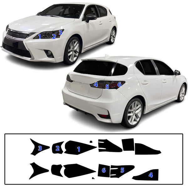 Fits Lexus CT200 2011-2018 Full Headlight Taillight Precut Smoked PPF Tint Kit Film Overlay  - Bogar Tech Designs