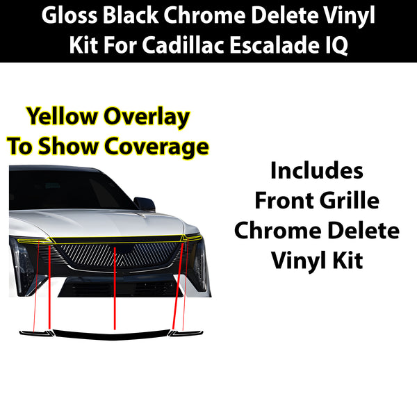 Fits Cadillac Escalade IQ 2025-2026 Vinyl Chrome Delete Grille Blackout Decal Stickers Overlay Film - Bogar Tech Designs