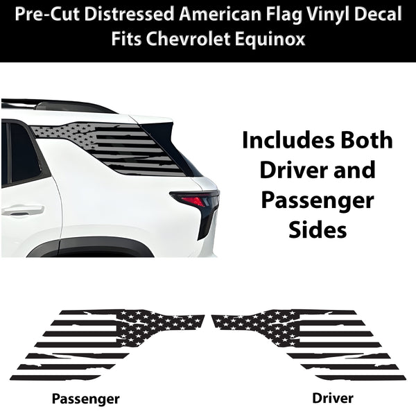 Fits Chevrolet Equinox 2025-2027 Quarter Window American Flag Vinyl Decal Stickers - Bogar Tech Designs