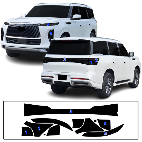 Fits Infiniti QX80 2025-2027 Full Headlight Taillight Precut Smoked PPF Tint Kit Film Overlay