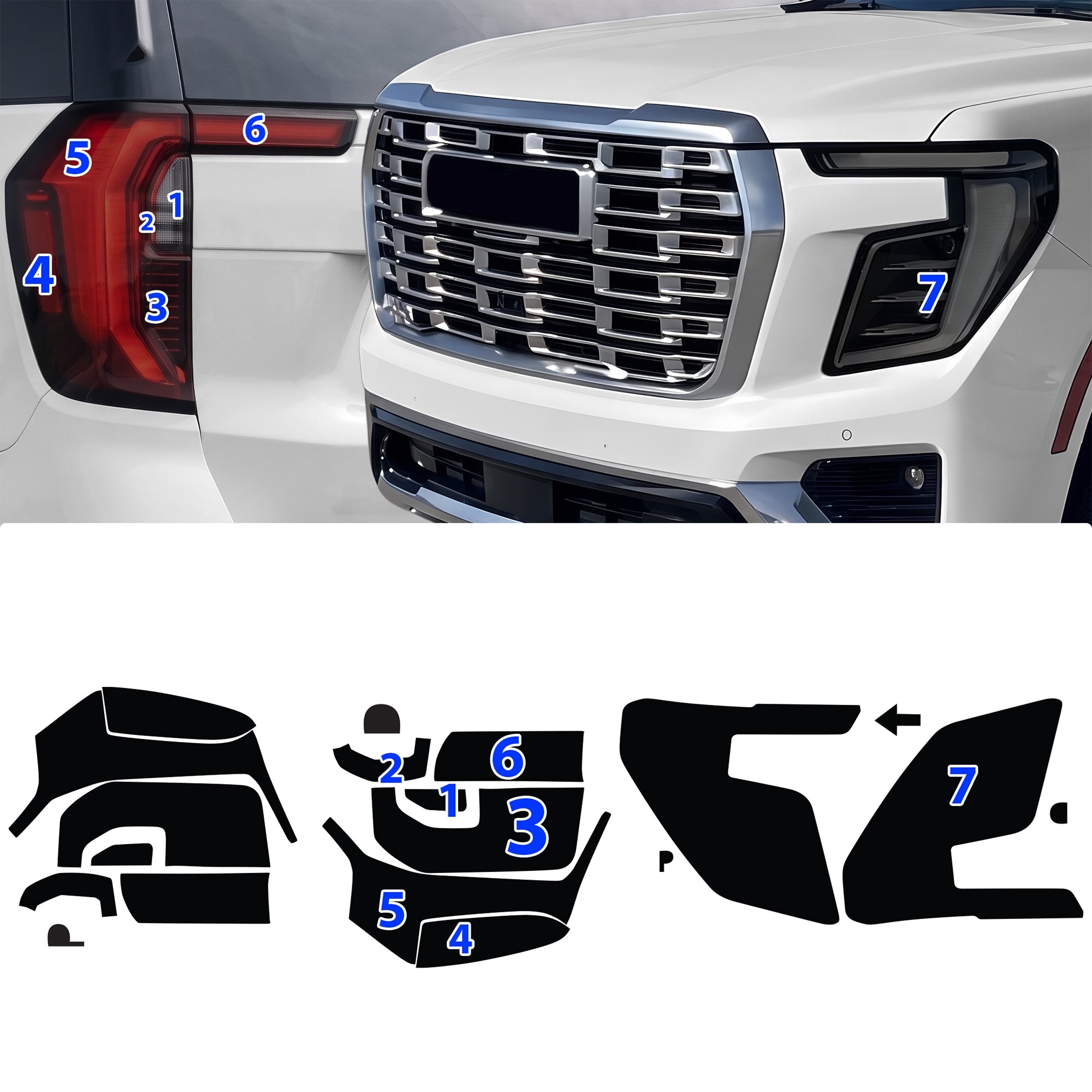 Fits GMC Yukon 2025-2027 Full Headlight Taillight Precut Smoked PPF Tint Kit Film Overlay  - Bogar Tech Designs