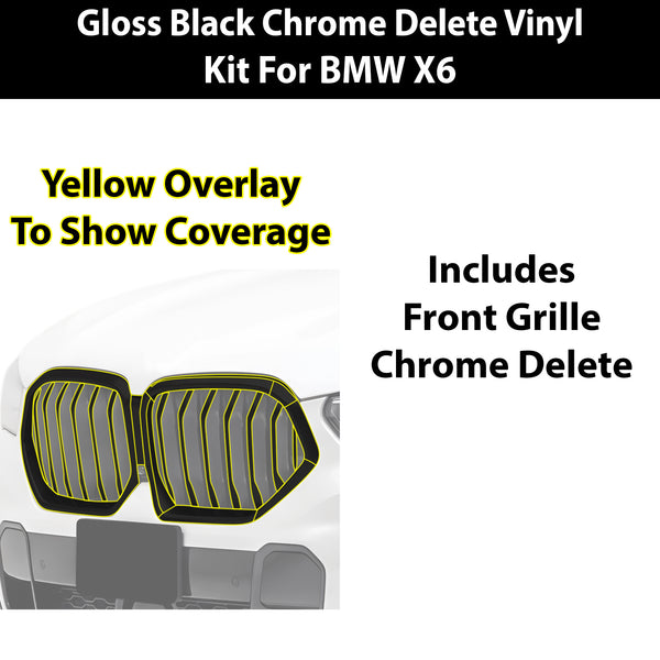 Fits BMW X6 2019-2023 Vinyl Chrome Delete Grille Blackout Decal Stickers Overlay Film - Bogar Tech Designs