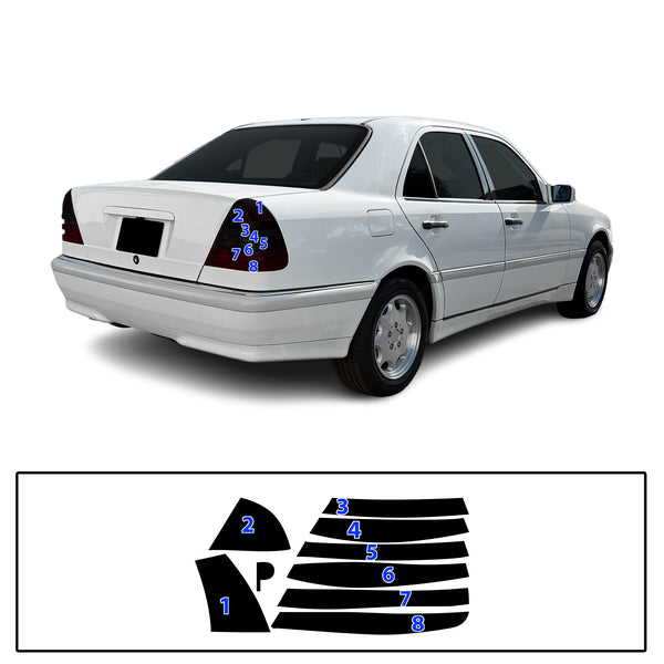 Fits Mercedes-Benz C280 1994-2000 Full Headlight Taillight Precut Smoked PPF Tint Kit Film Overlay  - Bogar Tech Designs