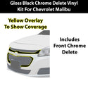 Fits Chevrolet Malibu 2013-2015 Vinyl Chrome Delete Grille Blackout Decal Stickers Overlay Film - Bogar Tech Designs