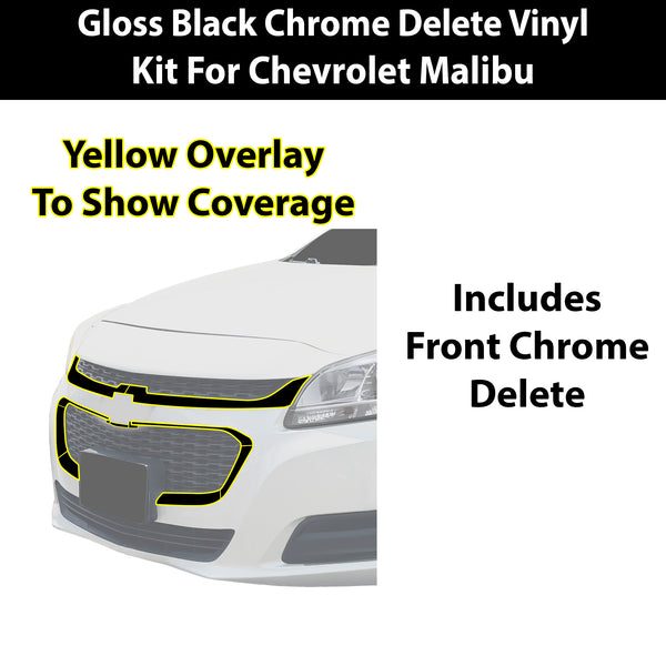 Fits Chevrolet Malibu 2013-2015 Vinyl Chrome Delete Grille Blackout Decal Stickers Overlay Film - Bogar Tech Designs