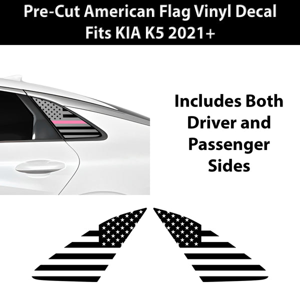 Fits Kia K5 2021-2026 Quarter Window American Flag Vinyl Decal Stickers - Bogar Tech Designs