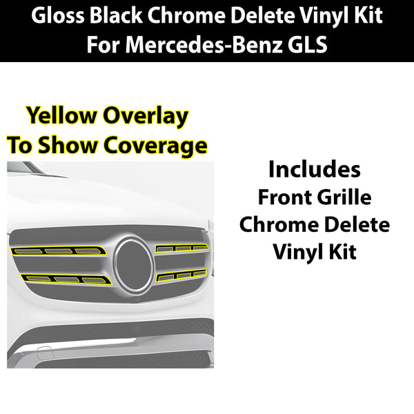 Fits Mercedes-Benz GLS 2017-2019 Vinyl Chrome Delete Grille Blackout Decal Stickers Overlay Film - Bogar Tech Designs