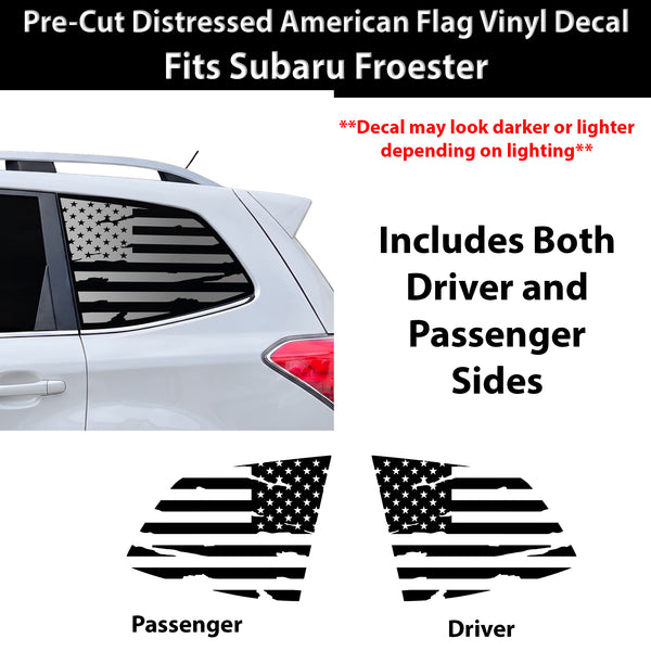 Fits Subaru Forester 2014-2018 Quarter Window American Flag Vinyl Decal Stickers - Bogar Tech Designs