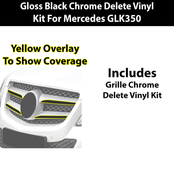 Fits Mercedes-Benz GLK 2013-2015 Vinyl Chrome Delete Grille Blackout Decal Stickers Overlay Film - Bogar Tech Designs