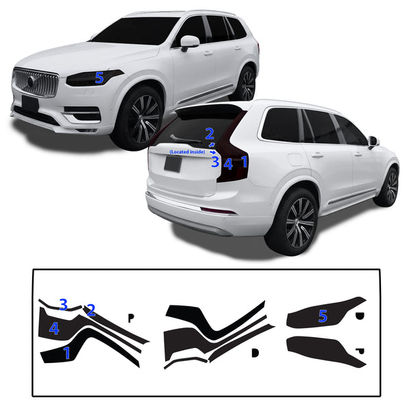 Fits Volvo XC90 2016-2025 Full Headlight Taillight Precut Smoked PPF Tint Kit Film Overlay  - Bogar Tech Designs