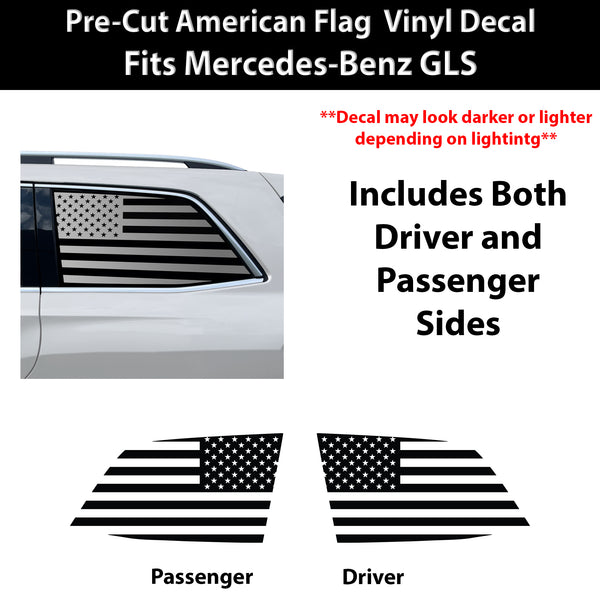 Fits Mercedes-Benz GLS 2017-2019 Quarter Window American Flag Vinyl Decal Stickers - Bogar Tech Designs