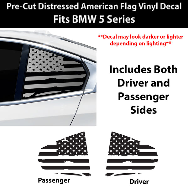 Fits BMW 5 Series 2024-2027 Quarter Window American Flag Vinyl Decal Stickers - Bogar Tech Designs