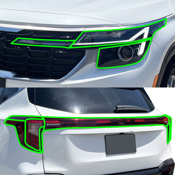 Fits Kia Seltos 2024-2025 Full Headlight Taillight Precut Smoked PPF Tint Kit Film Overlay  - Bogar Tech Designs