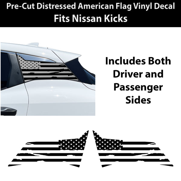 Fits Nissan Kicks 2025-2027 Quarter Window American Flag Vinyl Decal Stickers - Bogar Tech Designs