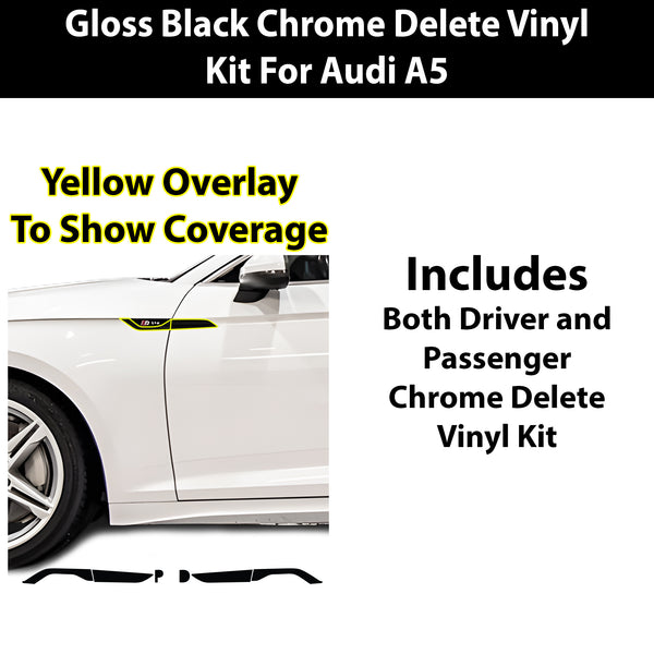 Fits Audi A5 Sportback 2018-2024 Vinyl Chrome Delete Grille Blackout Decal Stickers Overlay Film - Bogar Tech Designs