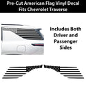 Fits Chevrolet Traverse 2024-2026 Quarter Window American Flag Vinyl Decal Stickers - Bogar Tech Designs