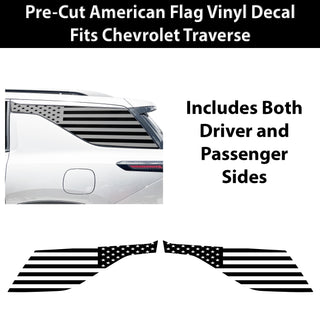 Fits Chevrolet Traverse 2024-2026 Quarter Window American Flag Vinyl Decal Stickers - Bogar Tech Designs