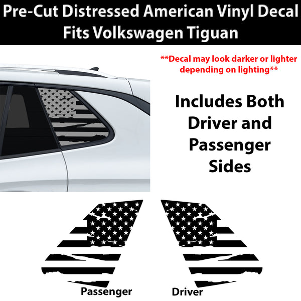 Fits Volkswagen Tiguan 2025-2027 Quarter Window American Flag Vinyl Decal Stickers - Bogar Tech Designs