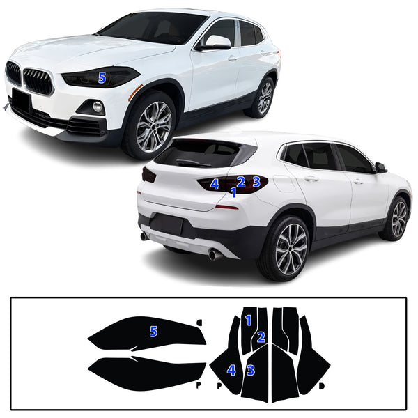 Fits BMW X2 2018-2023 Full Headlight Taillight Precut Smoked PPF Tint Kit Film Overlay  - Bogar Tech Designs