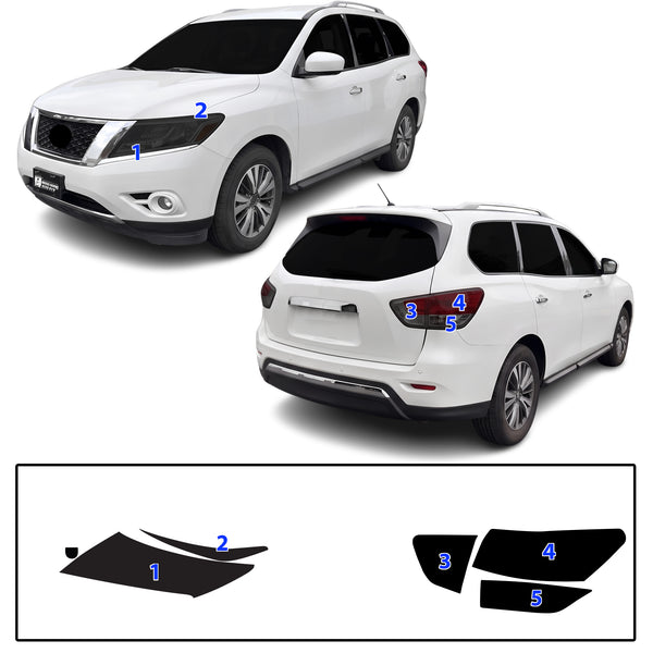 Fits Nissan Pathfinder 2013-2016 Full Headlight Taillight Precut Smoked PPF Tint Kit Film Overlay  - Bogar Tech Designs