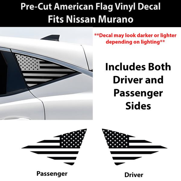 Fits Nissan Murano 2025-2026 Quarter Window American Flag Vinyl Decal Stickers - Bogar Tech Designs