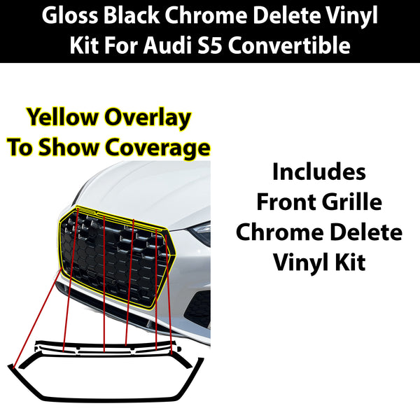 Fits Audi S5 Convertible 2020-2024 Vinyl Chrome Delete Grille Blackout Decal Stickers Overlay Film - Bogar Tech Designs