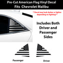 Fits Chevrolet Malibu 2013-2015 Quarter Window American Flag Vinyl Decal Stickers - Bogar Tech Designs
