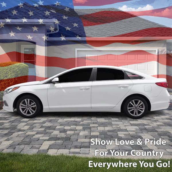 Fits Hyundai Sonata 2015-2017 Quarter Window American Flag Vinyl Decal Stickers - Bogar Tech Designs
